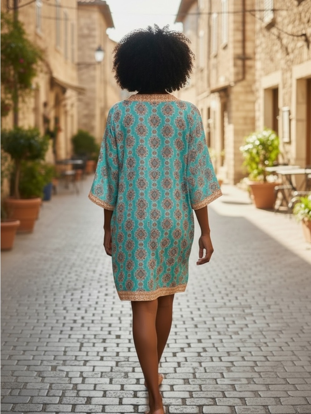 Cabana Life XL Turquoise Printed Tunic Dress UPF Beach Coverup Resort - Picture 3 of 3